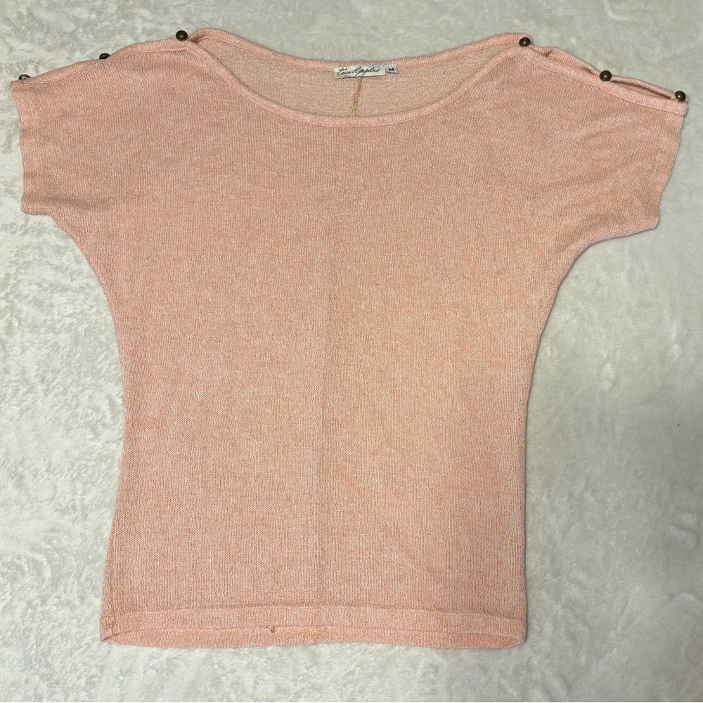 2/$15 Two by Vince Camuto Pink Cap Sleeve Blouse with Buttoned Detail